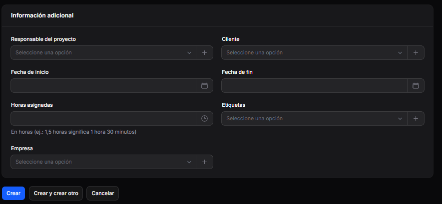 Configuraciones adicionales del Proyecto